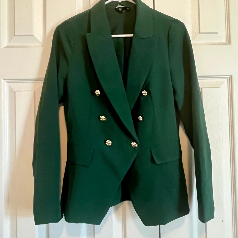Sincerely Jules Forest Green Blazer with Gold Buttons